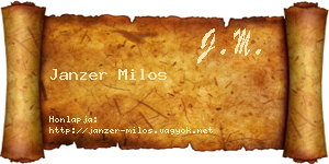Janzer Milos névjegykártya